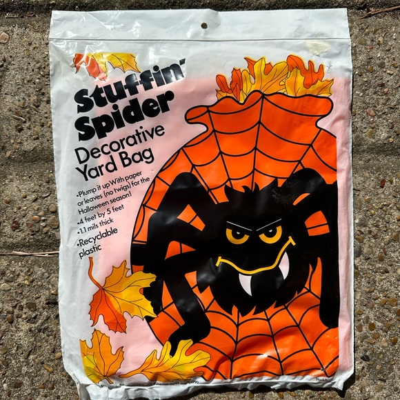 Vintage 90’s Halloween Decorative Yard Bags Stuffin’ Spider ~4'x5' NIP - Picture 1 of 6